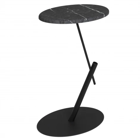 Стол приставной овальный МеталлАрт М015 черный мрамор/черный Mebelik 009509