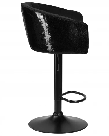 Стул барный DOBRIN DARCY BLACK SHINY (черный велюр с черно-золотыми пайетками) 5025_BlackBase_Shiny-LM SHINY, цвет сиденья черный пайетками, основания