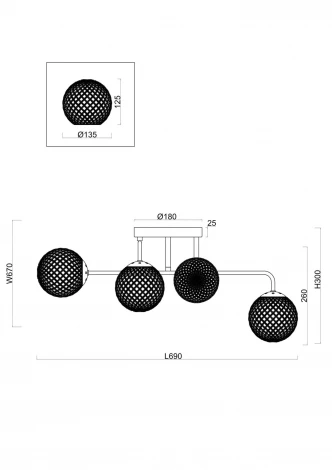 Потолочная люстра на штанге Freya Navel FR8016PL-06BBS