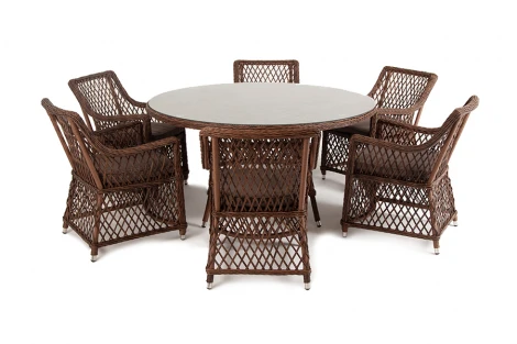 Обеденная группа плетеная, цвет коричневый 4SIS Эспрессо-150 L ECL6T-7-SET brown