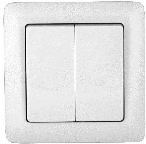 Выключатель встраиваемый двухклавишный (белый) Systeme Electric VS56-234-B