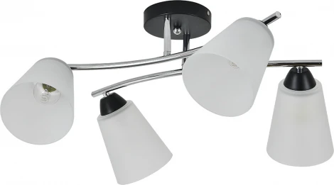 Потолочная люстра на штанге Escada Lavatera 2132/4P 4х60Вт E27, металл/стекло, хром/черный, матовый плафон (220V)