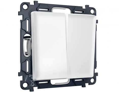 Комплект механизма двухклавишного перекрестного выключателя встраиваемый (белый матовый) Ambrella Volt QUANT MA123030