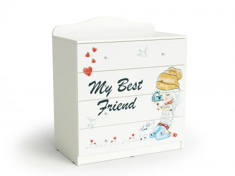 Комод "Девочки", Белый шёлк МАМА Девочки 102053