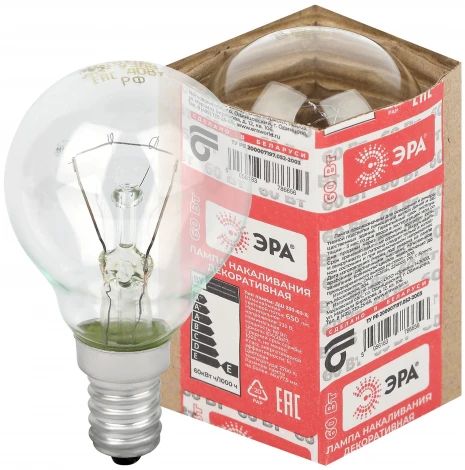 Лампочка накаливания E14 60W ЭРА ДШ 230-60-3