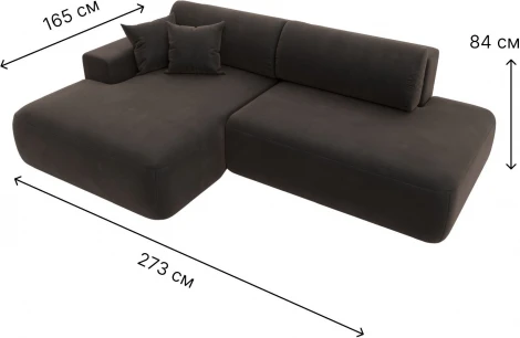 Диван угловой Лига-036 НПБ Модерн левый угол (Коричневый/Велюр) Лига Диванов арт.121411L