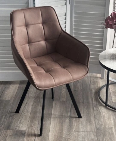 Стул СОЛИС 360 град. поворот. Федерика Шоколад, иск.замша / черный каркас M-City 64745