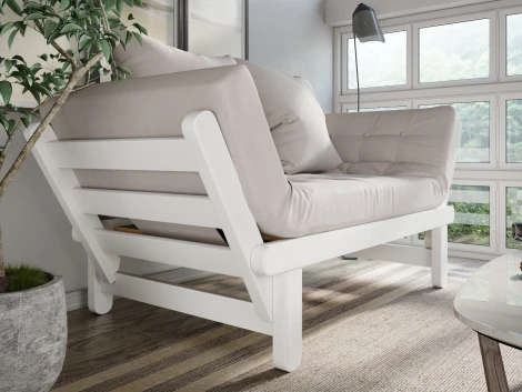 Кушетка Arsko Сламбер белая эмаль светло-серый велюр