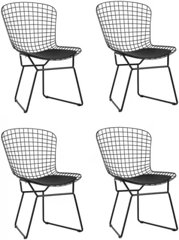 Стул обеденный Bertoia черный с черной подушкой 4 шт Stool Group (арт.УТ000037503)