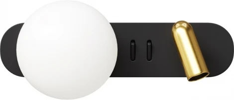 Настенный светильник со спотом Maytoni Inversio MOD350WL-01BBS (220V, выключатель, шар)