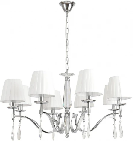 Подвесная люстра Lumion Magda 8316/8 хром/белый, металл/хрусталь/текстиль E14 8*40W 220V (на цепи)