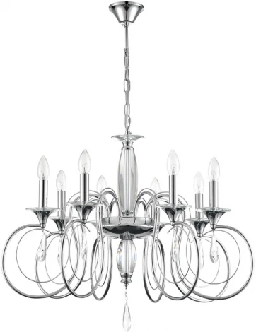 Подвесная люстра Lumion Laoka 8032/8 хром, металл/хрусталь Е14 8*40W 220V (подвески, на цепи, подсвечник, свеча)