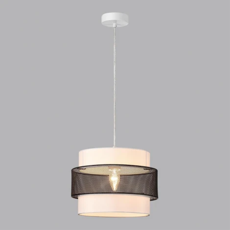 Подвесной светильник Lumion Animaisa 8002/1A белый, черный металл/металл, текстиль Е27 60W 220V (на проводе, круглые)