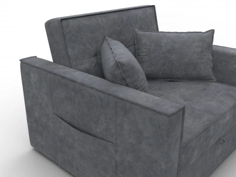 Кресло-кровать Лига-104 (80) (ЛДСП,Брус,Фанера,Велюр/Темно-серый) Лига Диванов 134848