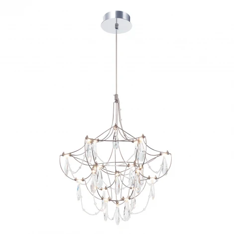 Подвесная люстра светодиодная хрустальная с пультом с регулировкой цветовой температуры Modelux MODELUX ML.5601.400P СН