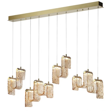 Подвесной светильник светодиодный Odeon Light Flow 5105/52L золотой брашинг/янтарный металл/стекло LED x 52W 4000K (220V, на проводе)