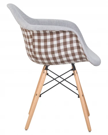 Стул обеденный DAW MONICA (ножки светлый бук, сиденье 009 коричневая клетка, бежевая ткань)