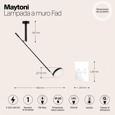 Настенный светильник светодиодный Fad MOD070WL-L6B3K (220V, выключатель)