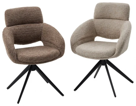 Стул АРНЭ (ARNE) 360 град, цвет БЕЖЕВЫЙ EYELASH -120, фактурный шенилл / ЧЕРНЫЙ каркас, ®DISAUR M-City 64832