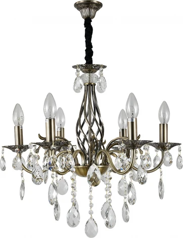 Подвесная люстра Escada Okere 2107/6P 6x40Вт E14, металл/хрусталь, античная бронза/прозрачный (220V, подвески, на цепи, подсвечник, свеча)