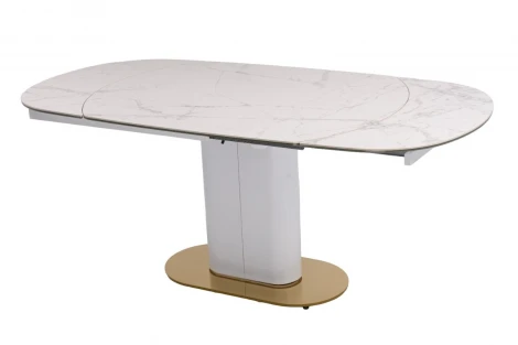 Стол обеденный IST-CASA раскладной Атриум-2 MC3035-140W, 140(30+30)х100х77 см, белая керамика