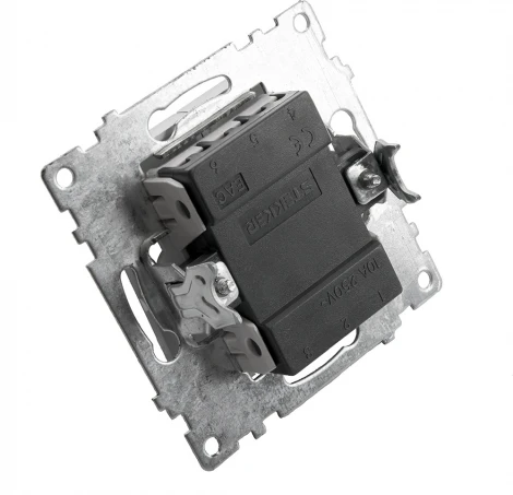 Выключатель двухклавишный (серебро) Stekker Катрин 39578