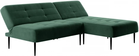 Monaco диван-кровать с шезлонгом, без подлокотников, бархат зеленый 19 Top Concept арт.14115