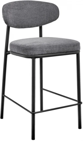 Стул полубарный Bradexhome Lucas 2 серый шенилл с чёрными ножками