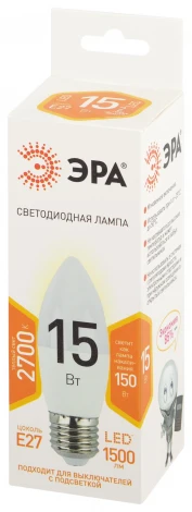 Лампочка светодиодная E27 15 Вт ЭРА LED B35-15W-827-E27 LED B35-15W-827-E27