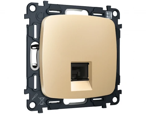 Комплект механизма Ethernet RJ-45 розетки экранированной с автоматической защитной шторкой встраиваемый (шампань) Ambrella Volt QUANT MO612005