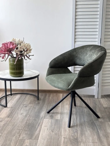 Стул M-City EMBER 360 град. поворот. 7525-156 Зеленый, велюр/ ENJOY-355 Зеленый, ткань/ Черный