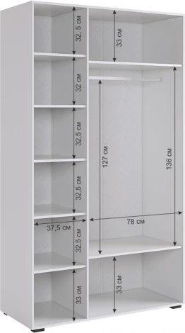 Ева Шкаф трехдверный 105.01 Mebelson (ЛДСП,ПВХ,МДФ,Металл/Светлое дерево,Белый) арт.UL.105-M.104.01.3101