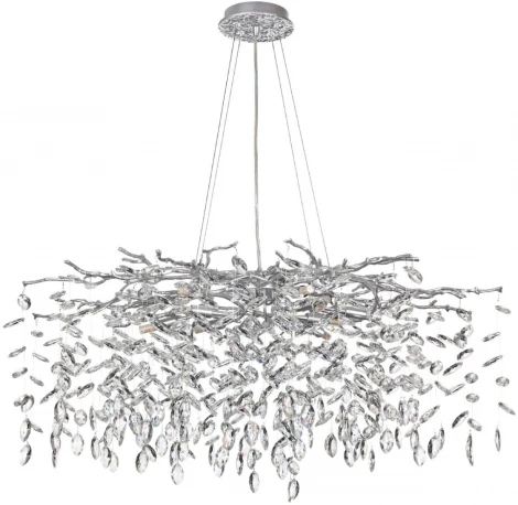 Подвесная люстра Odeon Light Delica 4970/12 HALL матов.серебристый/алюмин./хрусталь G9 12*40W (220V, на тросе, лепестки, ветки)