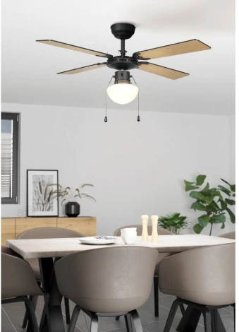 Потолочная люстра на штанге с вентилятором Eglo Fortaleza 35122 (220V, выключатель, вертолет)