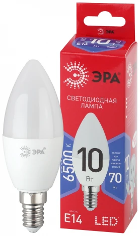 Лампочка светодиодная E14 10W ЭРА LED B35-10W-865-E14 R
