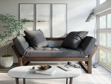 Кушетка Arsko Амбер орех серый велюр