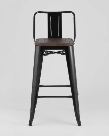 Стул полубарный Stool Group TOLIX WOOD со спинкой черный глянцевый УТ000000843