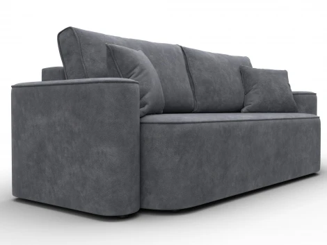 Диван прямой Лига-118 НПБ (ДСП,ЛДСП,Брус,Фанера,Велюр/Темно-серый) Лига Диванов 137068