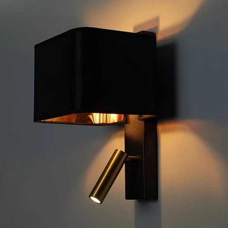 Бра с черным абажуром и выключателем с подсветкой для чтения Citilux Dekart CL704481