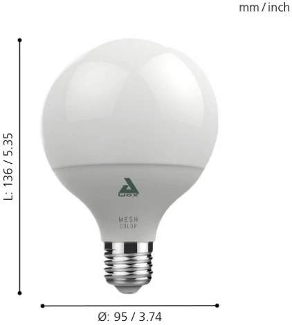 Лампочка светодиодная RGB E27 13W 220V 2700-6500K Eglo Connect 11659