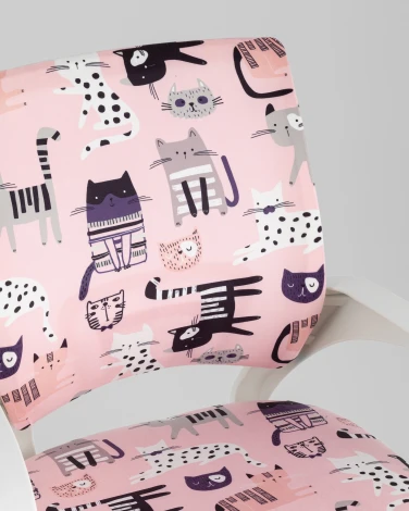Кресло офисное TopChairs Simple SN Junior принт Pink Cats пластик белый TopChairs УТ000042084