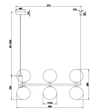 Подвесной светильник Maytoni Ring MOD013PL-06B (220V, на тросе, шарики, молекулы)