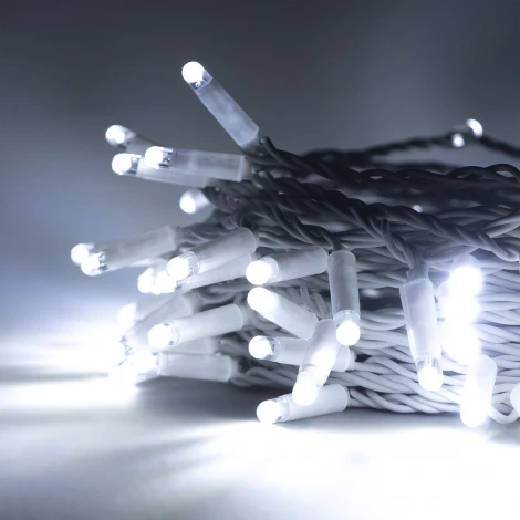 Гирлянда Нить 10м белая 220В, 100 LED, провод белый каучук 2,3мм, IP65 Laitcom ECO100-8-2W