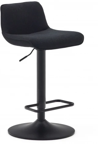 Барный стул Zenda из черной синели и матовой черной стали 81-102 см La Forma (ex Julia Grup) арт.166649