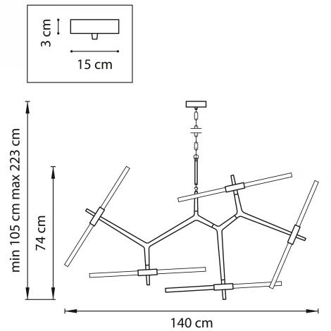 Подвесная люстра Lightstar Struttura 742107 (220V, на цепи, палочки)