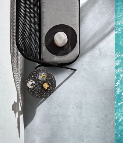 Стол уличный La Forma (ex Julia Grup) Delano (Черный/ Металл,Терраццо,Сталь)