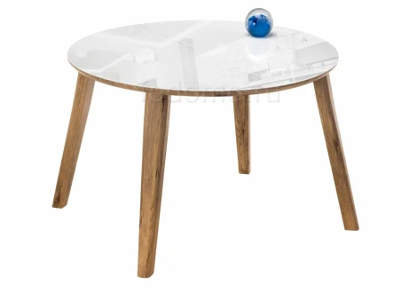 Стеклянный стол Woodville Семвэлл белый / дуб монтана 462080