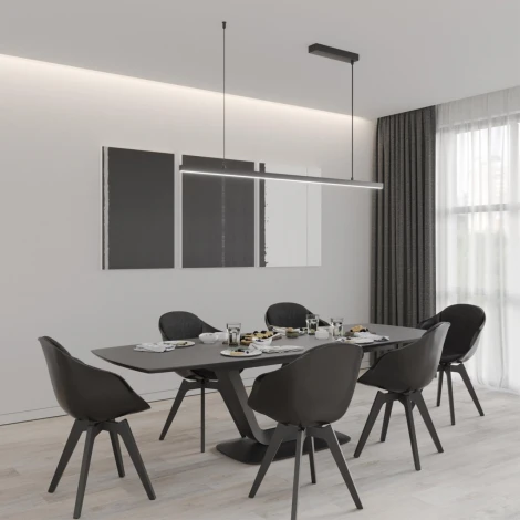 Подвесной линейный светильник светодиодный диммируемый Novotech Sotto 359442 черный LED 48W 220V (Умный дом, Алиса, голосое управление) (регулировка яркости, на тросе)