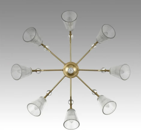 Потолочная люстра на штанге Lumion Aurica 8046/8C латунь/прозрачное стекло Е14 8*40W 220V
