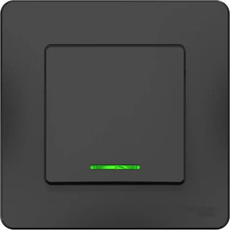 Выключатель встраиваемый одноклавишный с подсветкой (антрацит) Systeme Electric Blanca BLNVS010616